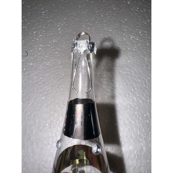Vintage Antique Hand Blown Glass Fluted Christmas Ornament Clear W/ Silver 10" - Picture 4 of 5